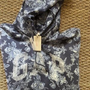 LoveShackFancy x Gap Blue Floral Logo Hoodie Size M